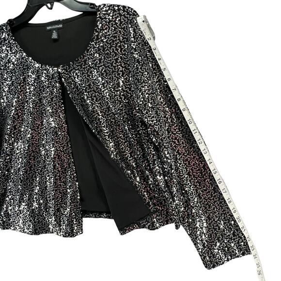 Nina Leonard Jacket Womens XL Black Sequined Cardigan Sparkle Evening Classic - Picture 11 of 16
